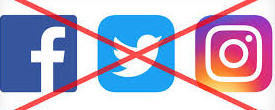 Red X over social media icons